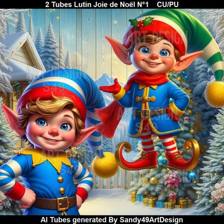 2 Tubes Lutin La Joie de Noël N°1