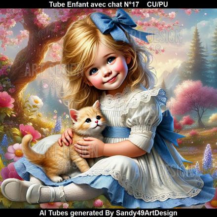 Tube Enfant avec chat N°17