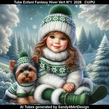 Tube Enfant Fantasy Hiver vert N°1  2026