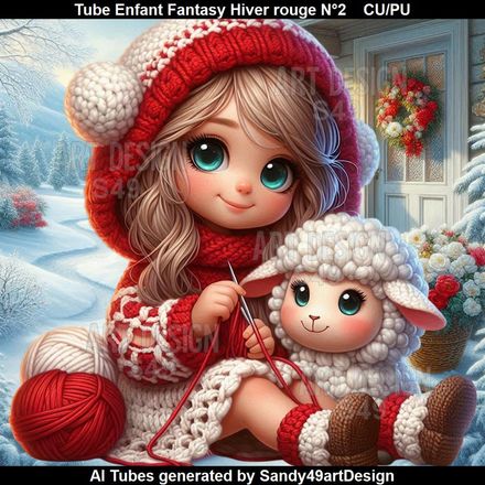 Tube Enfant Fantasy Hiver rouge N°2
