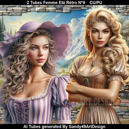 2 Tubes Femme Eté Rétro N°9