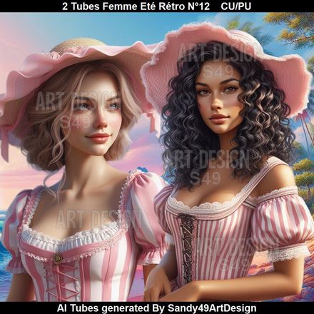 2 Tubes Femme Rétro Eté N°12