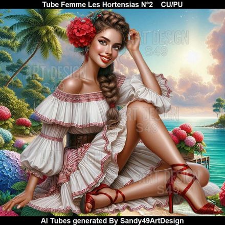 Tube Femme Les Hortensias N°2