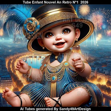 Tube Enfant Nouvel An Rétro N°1  2026