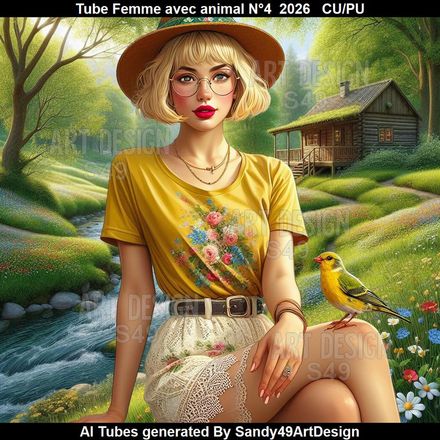 Tube Femme avec animal N°4  2026