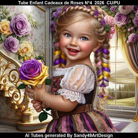 Tube Enfant Cadeaux de Roses N°4  2026
