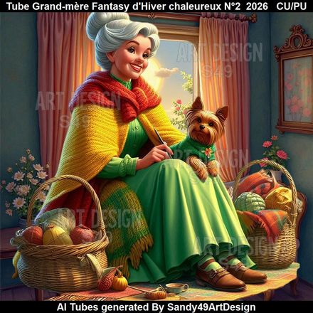 Tube Grand-mère Fantasy d'Hiver Chaleureux N°2  2026