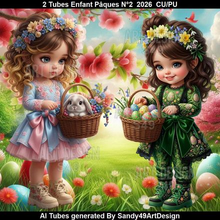 2 Tubes Enfant Pâques N°2  2026