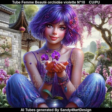 Tube Femme Beauté Orchidée violette N°10