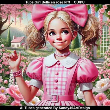 Tube Girl Belle en rose N°3
