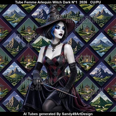 Tube Femme Arlequin Witch Dark N°1  2026