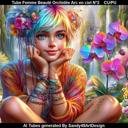 Tube Femme Beauté Orchidée Arc en ciel N°2