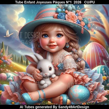 Tube Enfant Joyeuses Pâques N°1  2026