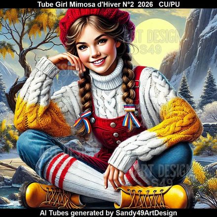 Tube Girl Joli Mimosa d'Hiver N°2  2026