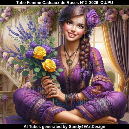 Tube Femme Cadeaux de Roses N°2  2026