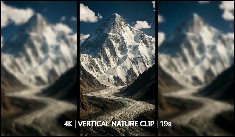 Majestic K2 – Glacier &amp; Summit Clouds (19s, 4K Vertical, 60fps)