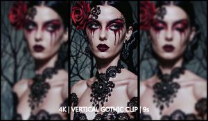 Shy Gothic Woman – Vampire Makeup Close-Up (9s, 4K Vertical, 60fps)