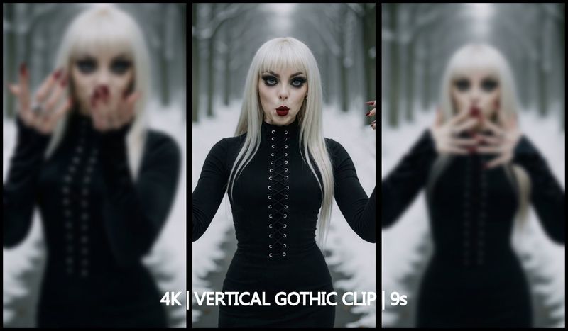 Snowbound Gothic Vampire – Teasing Outdoor Portrait (9s, 4K Vertical, 60fp