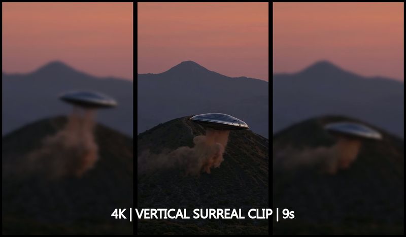 Classic UFO Takeoff – Dream Sketch Sci-Fi Scene (9s, 4K Vertical, 60fps)