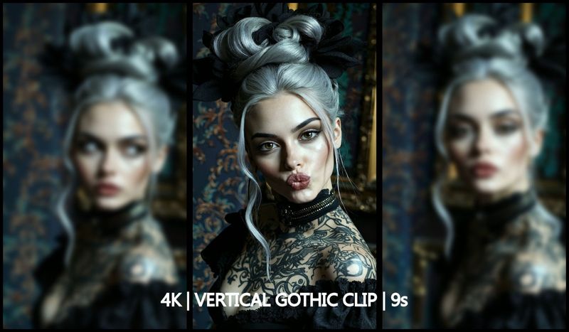 Beauty in the Shadows – Platinum-Haired Gothic Woman (9s, 4K Vertical, 60fps)