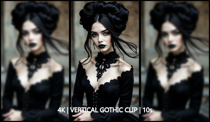 Black-Haired Gothic Woman – Cinematic Portrait (10s, 4K Vertical, 60fps)