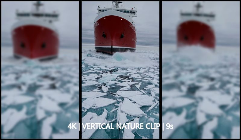 Breaking Ice Voyage – Arctic Cinematic Motion Clip (9s, 4K Vertical, 60fps)