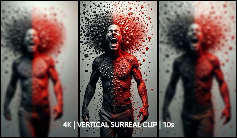 Exploding Man – Abstract Cube Burst (10s, 4K Vertical, 60fps)