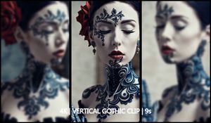 Asian Gothic Tattoo – Avantgarde Close-Up Portrait (9s, 4K Vertical, 60fps)