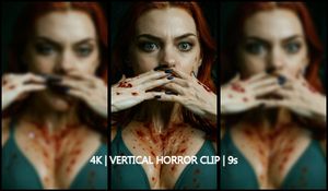 Close-Up Red-Haired Vampire – Fangs &amp; Gaze (9s, 4K Vertical, 60fps)