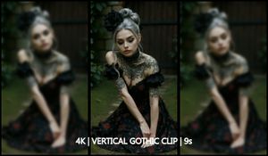 Gothic Woman in Dark Flower Dress – Garden Portrait (9s, 4K Vertical, 60fps)