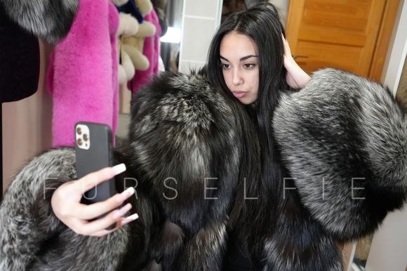 Selfie time in silver fox fur