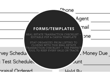 Real Estate Transaction Checklist – Downloadable PDF &amp; Canva Template