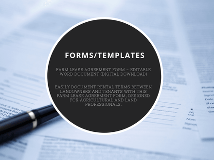 Farm Lease Agreement Form – Editable Word Document (Digital Download)