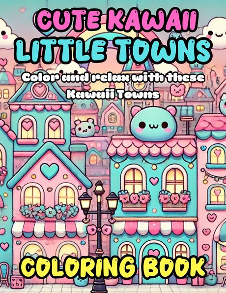 Cute Kawaii Little Towns Coloring Book