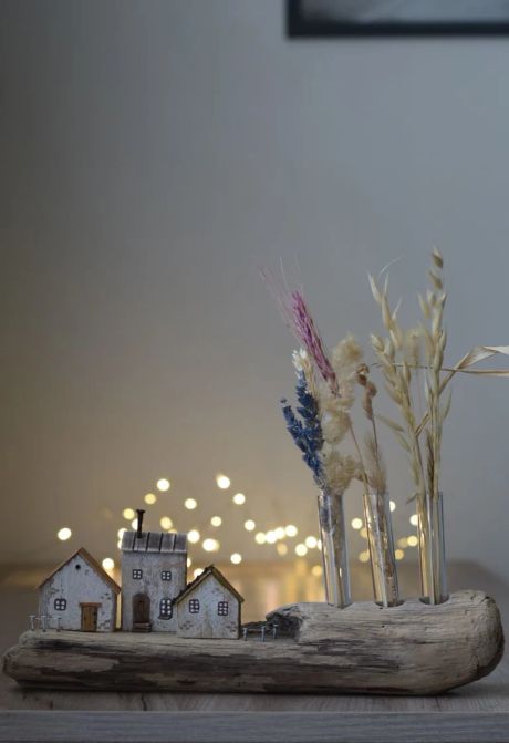 Driftwood vase, stationery stand