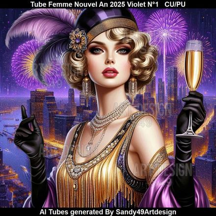 SAD - Tube Femme Nouvel An 2025 Violet N°1