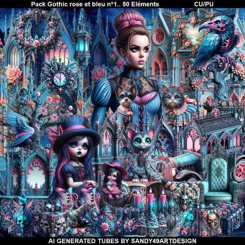 SAD - Pack Gothic rose et bleu N°1