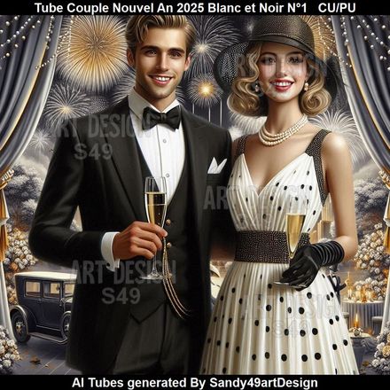 SAD - Tube Couple Nouvel An 2025 Blanc et Noir N°1