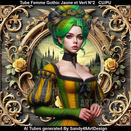 SAD - Tube Femme Gothic Jaune et Vert N°2