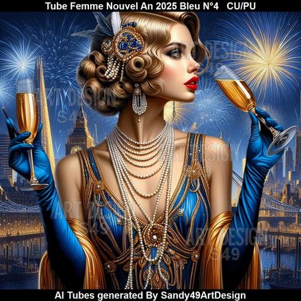 SAD - Tube Femme Nouvel An 2025 Bleu N°4