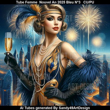 SAD - Tube Femme Nouvel An 2025 Bleu N°3