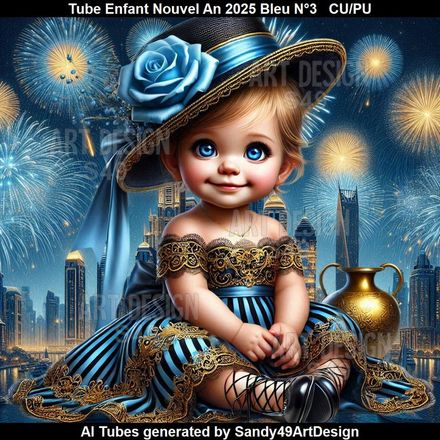 SAD - Tube Enfant Nouvel An 2025 Bleu N°3