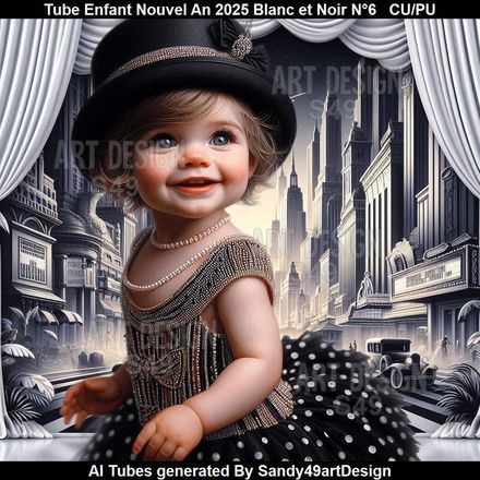 SAD - Tube Enfant Nouvel An 2025 Blanc et Noir N°6