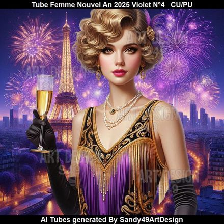 SAD - Tube Femme Nouvel An 2025 Violet N°4