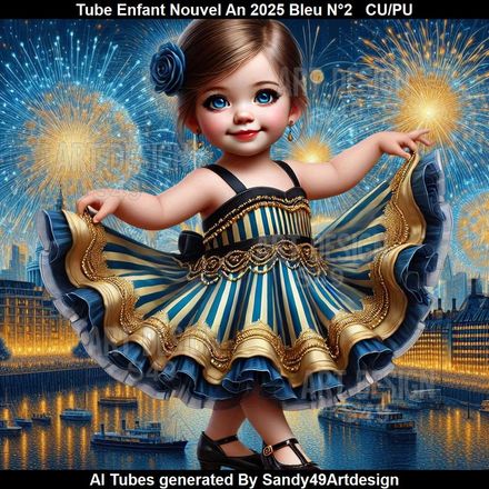 SAD - Tube Enfant Nouvel An 2025 Bleu N°2