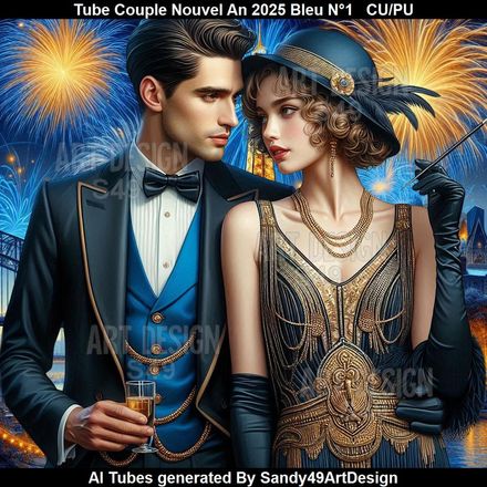 SAD - Tube Couple Nouvel An 2025 Bleu N°1