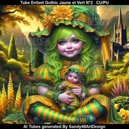 SAD - Tube Enfant Gothic Jaune et Vert N°2