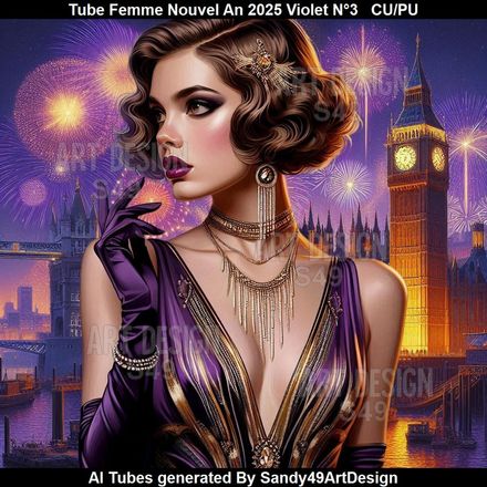 SAD - Tube Femme Nouvel An 2025 Violet N°3