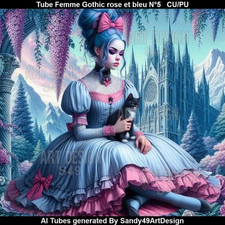 SAD - Tube Femme Gothic rose et bleu N°5