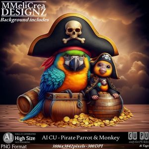 MMD - AI - CU Pirate Parrot &amp; Monkey